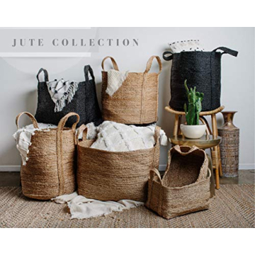 GooBloo Extra Large Handmade Jute Storage Basket