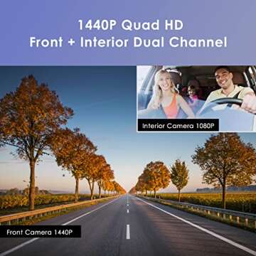 VIOFO 2K Dual Dash Cam, 1440P Front and 1080P Inside Cabin Car Camera with Wi-Fi GPS, Infrared Night...