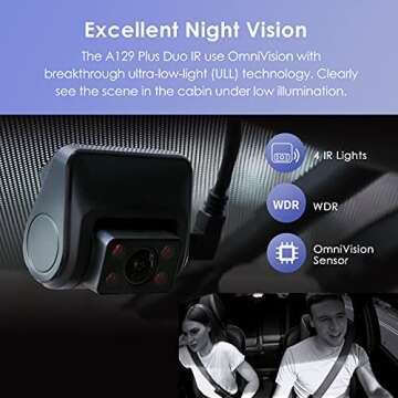 VIOFO 2K Dual Dash Cam, 1440P Front and 1080P Inside Cabin Car Camera with Wi-Fi GPS, Infrared Night Vision, Parking Mode, Supercapacitor, Support 256GB max (A129 Plus Duo IR)