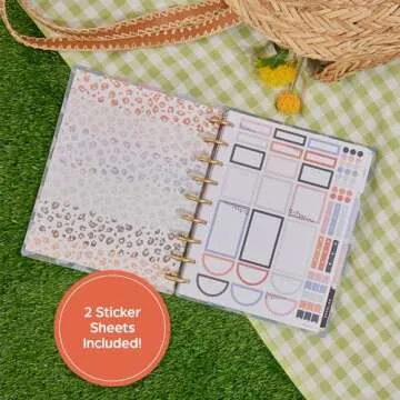 Happy Planner Disc-Bound Mid-Year 12-Month Vertical Planner, Academic Planner July 2024–June 2025, Classic-Size Planner for School, Colorful Leopard, 72 Pages, 12 Dividers, 2 Sticker Sheets, 7" x 9 3/4"
