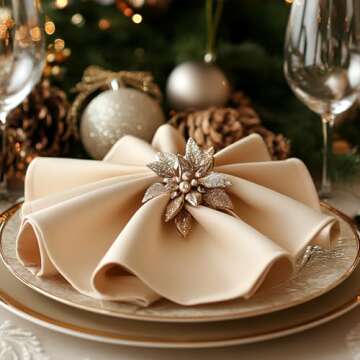 Cieltown Beige Cloth Napkins 1-Dozen, Solid Washable Fabric Napkins Set of 12, Perfect for Weddings, Parties, Holiday Dinner (17 x 17-Inch, Beige)