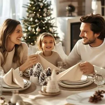 Cieltown Beige Cloth Napkins 1-Dozen, Solid Washable Fabric Napkins Set of 12, Perfect for Weddings, Parties, Holiday Dinner (17 x 17-Inch, Beige)