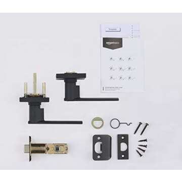 Amazon Basics Contemporary Stamford Door Lever- Passage -Matte Black, 1-Pack