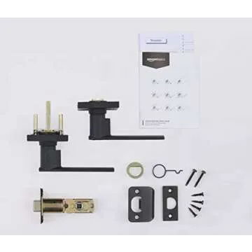 Amazon Basics Contemporary Stamford Door Lever- Passage -Matte Black, 1-Pack