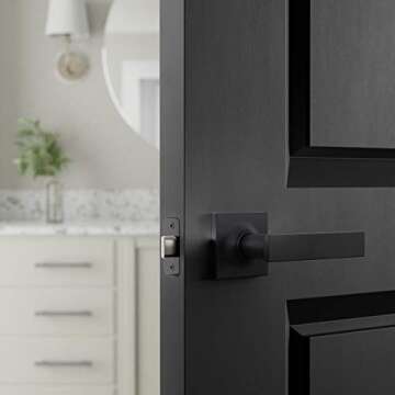 Amazon Basics Contemporary Stamford Door Lever- Passage -Matte Black, 1-Pack