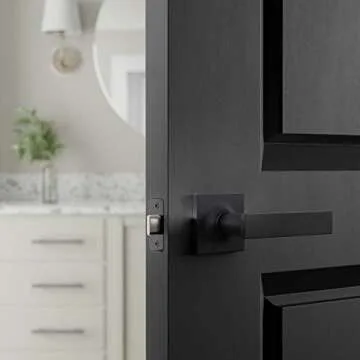 Amazon Basics Contemporary Stamford Door Lever- Passage -Matte Black, 1-Pack