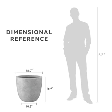 Kante 18 Inch Round Concrete Planter Indoor Outdoor Large Pot