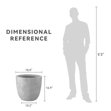 Kante 18 Inch Round Concrete Planter Indoor Outdoor Large Pot