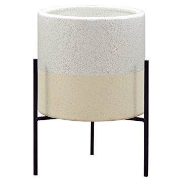 Rivet Mid-Century Ceramic Planter with Stand 14" White