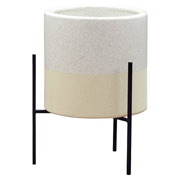 Rivet Mid-Century Ceramic Planter with Stand 14" White