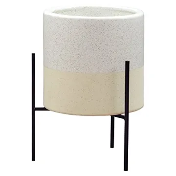 Rivet Mid-Century Ceramic Planter with Stand 14" White