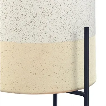 Rivet Mid-Century Ceramic Planter with Stand 14" White