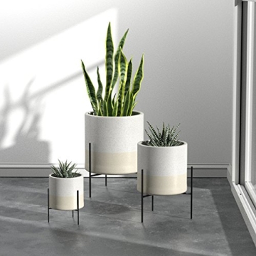 Rivet Mid-Century Ceramic Planter with Stand 14" White