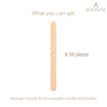 BEADNOVA Candle Wick Holders for Candle Making Wooden Wick Holder 50 pcs Centering Device Bar for DIY Making