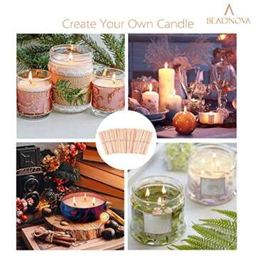 BEADNOVA Candle Wick Holders for Candle Making Wooden Wick Holder 50 pcs Centering Device Bar for DIY Making