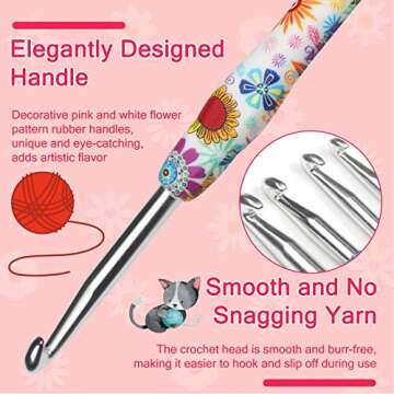 Katech 4.5mm Crochet Hook Pink, Ergonomic Grip Soft Handles for Arthritic Hands, Long Crochet Hooks for Beginners and Experienced Crochet Lover Seasoned Crocheters(Size 4.5mm Crochet Hook)