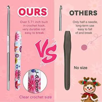 Katech 4.5mm Crochet Hook Pink, Ergonomic Grip Soft Handles for Arthritic Hands, Long Crochet Hooks for Beginners and Experienced Crochet Lover Seasoned Crocheters(Size 4.5mm Crochet Hook)