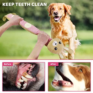 Plush Dog Toys SunDogo Dog Squeak Chew Toys for Puzzle & Foraging Instinct Training, Pet Treat Toy, Rabbit Interactive Plush Dog Chew Teething Toys for Small Medium and Large Dogs