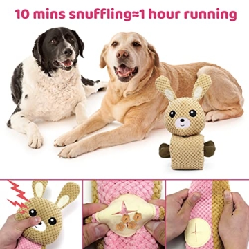 Plush Dog Toys SunDogo Dog Squeak Chew Toys for Puzzle & Foraging Instinct Training, Pet Treat Toy, Rabbit Interactive Plush Dog Chew Teething Toys for Small Medium and Large Dogs