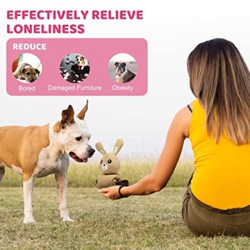 Plush Dog Toys SunDogo Dog Squeak Chew Toys for Puzzle & Foraging Instinct Training, Pet Treat Toy, Rabbit Interactive Plush Dog Chew Teething Toys for Small Medium and Large Dogs