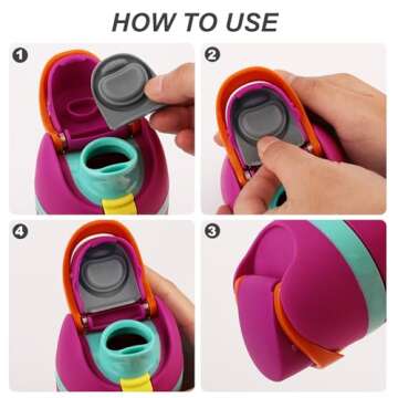 4pcs Replacement Stopper Compatible with Owala FreeSip 24oz 32oz, Water Bottle Top Lid Gasket for Owala 16/19/24/32/40oz Seal Bottle Cap Mouth Stopper Part Silicone Plug Accessories BPA-Free (Gray)