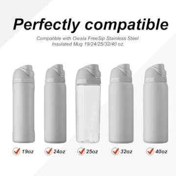 4pcs Replacement Stopper Compatible with Owala FreeSip 24oz 32oz, Water Bottle Top Lid Gasket for Owala 16/19/24/32/40oz Seal Bottle Cap Mouth Stopper Part Silicone Plug Accessories BPA-Free (Gray)