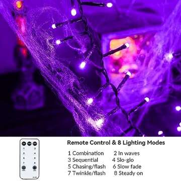 ZHOUDUIDUI Purple Halloween Lights 400 LED Cluster Lights String 19.7FT 8Modes Waterproof for Indoor Outdoor Halloween Christmas Garland Party Room Decor
