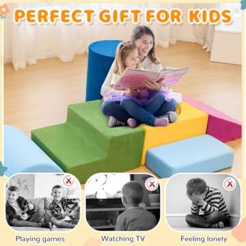 Edbuosy Toddler Climbing Toys Indoor, 7-Piece Colourful Foam Climbing Blocks for Toddlers, Soft Play Climbing for Toddlers, Modular Crawling & Sliding Play Set for Toddlers 1-3 Years Old