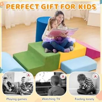 Edbuosy Toddler Climbing Toys Indoor, 7-Piece Colourful Foam Climbing Blocks for Toddlers, Soft Play Climbing for Toddlers, Modular Crawling & Sliding Play Set for Toddlers 1-3 Years Old