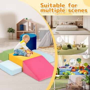 Edbuosy Toddler Climbing Toys Indoor, 7-Piece Colourful Foam Climbing Blocks for Toddlers, Soft Play Climbing for Toddlers, Modular Crawling & Sliding Play Set for Toddlers 1-3 Years Old