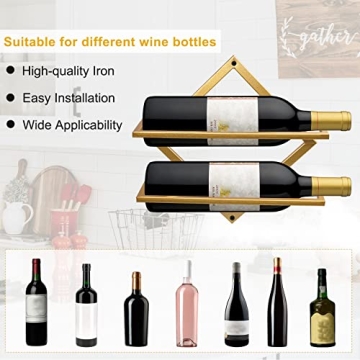 AUHOKY Foldable Wall Mounted Wine Rack for 2 Bottles