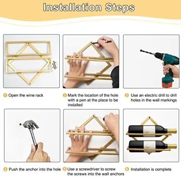 AUHOKY Foldable Wall Mounted Wine Rack for 2 Bottles