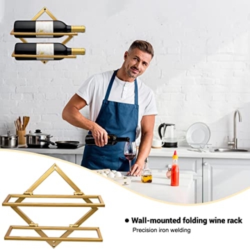 AUHOKY Foldable Wall Mounted Wine Rack for 2 Bottles