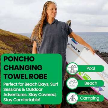 COR Surf Poncho Changing Towel Robe with Hood and Front Pocket | Thick Quick Dry Microfiber Wetsuit ...