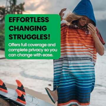 COR Surf Poncho Changing Towel Robe with Hood and Front Pocket | Thick Quick Dry Microfiber Wetsuit Poncho Towel for Surfing Beach Pool Swim (Large, Sarape)