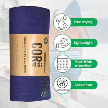 COR Surf Poncho Changing Towel Robe with Hood and Front Pocket | Thick Quick Dry Microfiber Wetsuit Poncho Towel for Surfing Beach Pool Swim (Large, Sarape)