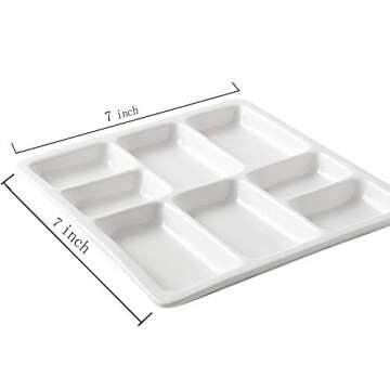 8-Well Ceramic Artist Paint Palette, Square Porcelain Watercolor Palette, White Ceramic Mixing Tray for Gouache Painting, Oil Painting, Acrylic Painting & Tempera Painting, 7"× 7"× 0.9"