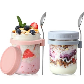 LANDNEOO 2 Pack Glass Mason Jars with Airtight Lids