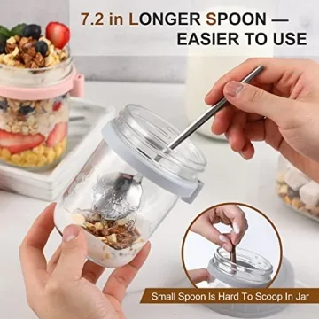 LANDNEOO 2 Pack Glass Mason Jars with Airtight Lids