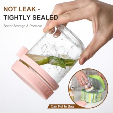 LANDNEOO 2 Pack Glass Mason Jars with Airtight Lids