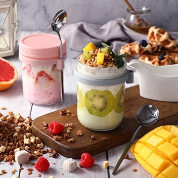 LANDNEOO 2 Pack Glass Mason Jars with Airtight Lids