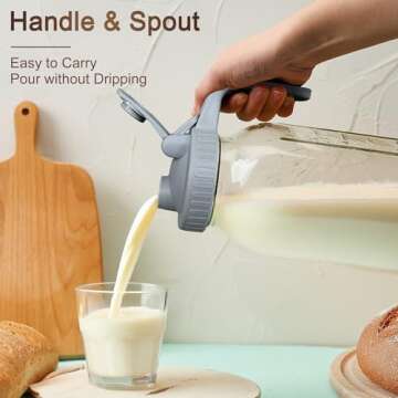 Breast Milk Pitcher, Mason Jar 32 oz, Heavy Duty Wide Mouth Jar with Flip Cap Lid and Pour Spout - Airtight Seal for Freshness and Convenience - Great for Cold Beverages, and Home Entertaining