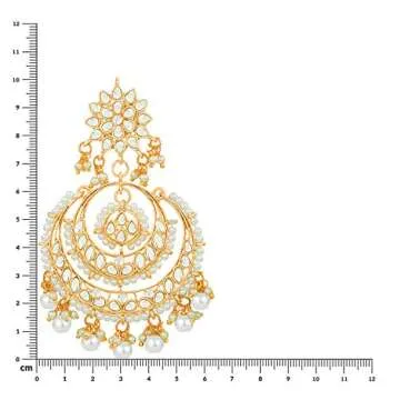 I Jewels Gold Plated Indian Wedding Bollywood Chandbali Kundan & Pearl Earrings for Women (E7077W)
