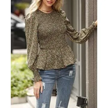 Stylish PRETTYGARDEN Floral Peplum Blouse for Women