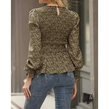 Stylish PRETTYGARDEN Floral Peplum Blouse for Women