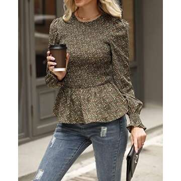 Stylish PRETTYGARDEN Floral Peplum Blouse for Women