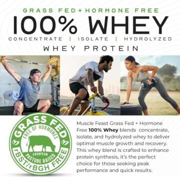Muscle Feast 100% Grass-Fed Whey Protein, Pastured Raised Hormone Free All Natural, Chocolate, 5lb