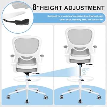 Misolant Drafting Chair with Lumbar Support & Adjustable Height