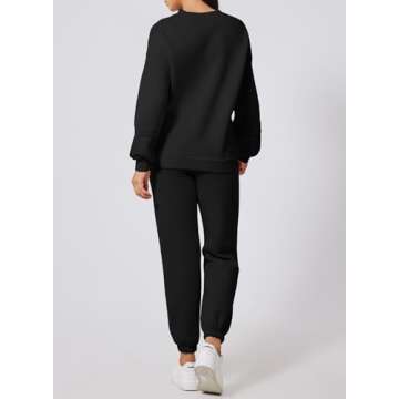 Herseas Womens Long Sleeve Crewneck Color Block Sweatshirt with Jogger Pants 2 Piece Outfits Tracksuit Lounge Set