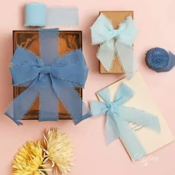 Chiffon Ribbon Set - 3 Rolls for Wedding & Crafting